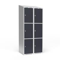 Garderobeskab 2x400 mm Skr&aring;t tag 3 rum i h&oslash;jden Antracit d&oslash;r Greb for h&aelig;ngel&aring;s