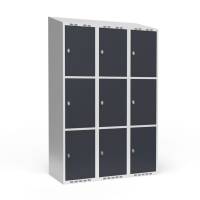 Garderobeskab 3x400 mm Skr&aring;t tag 3 rum i h&oslash;jden Antracit d&oslash;r Greb for h&aelig;ngel&aring;s