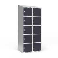 Garderobeskab 2x400 mm Skr&aring;t tag 5 rum i h&oslash;jden Antracit d&oslash;r Greb for h&aelig;ngel&aring;s