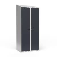 Dobbeltskab/parskab 400+400 mm Skr&aring;t tag 2-s&oslash;jlet Parvis l&aring;s Antracit d&oslash;r Greb for h&aelig;ngel&aring;s