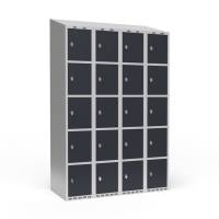 Garderobeskab 4x300 mm Skr&aring;t tag 5 rum i h&oslash;jden Antracit d&oslash;r Greb for h&aelig;ngel&aring;s