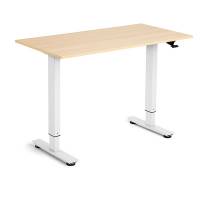 H&aelig;ve-s&aelig;nkebord Flexidesk, Eg 1200x600 mm 2-ben/Hvid