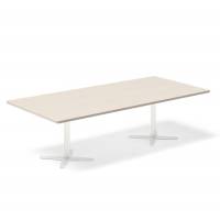 Konferencebord DNA, Birk 2600x1200 mm rektangul&aelig;rt, Hvid understel