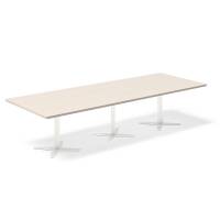 Konferencebord DNA, Birk 3200x1200 mm rektangul&aelig;rt, Hvid understel