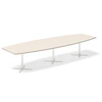Konferencebord DNA, Birk 3800x1200 mm b&aring;dformet, Hvid understel