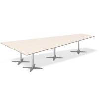 Konferencebord DNA, Birk 3800x1990 mm trapezformet, Alugr&aring; understel