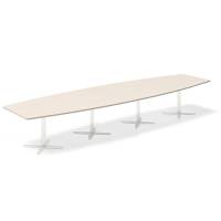 Konferencebord DNA, Birk 4400x1200 mm b&aring;dformet, Hvid understel