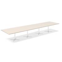 Konferencebord DNA, Birk 5000x1200 mm rektangul&aelig;rt, Hvid understel
