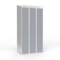 Skoleskab 3x300 Skr&aring;t tag 1 rum i h&oslash;jden Gr&aring; st&aring;ld&oslash;r Greb for h&aelig;ngel&aring;s