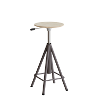 Taburet Atlas 2117, hvidpigmenteret egelaminat, gr&aring; stel H: 600-720 mm