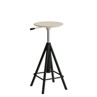 Taburet Atlas 2117, hvidpigmenteret egelaminat, sortoliven ben, h&oslash;jde 600-720 mm