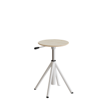 Taburet Atlas 2118, hvidpigmenteret egelaminat, hvidt stel H: 430-550 mm