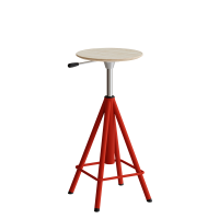 Taburet Atlas 2117, hvidpigmenteret egelaminat, r&oslash;dt stel H: 600-720 mm