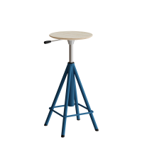 Taburet Atlas 2117, hvidpigmenteret egelaminat, bl&aring;t stel H: 600-720 mm