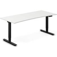 H&aelig;ve-s&aelig;nkebord DNA, Hvid 1800x800mm Bue 2-ben/Sort