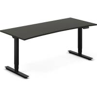 H&aelig;ve-s&aelig;nkebord DNA, Antracit 1800x800mm Bue 2-ben/Sort