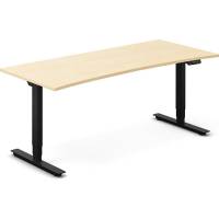 H&aelig;ve-s&aelig;nkebord DNA, Birk 1800x800mm Bue 2-ben/Sort