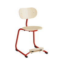 Stol Smile, Birk laminat med r&oslash;de ben