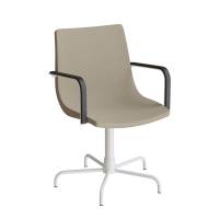 Stol Colt 10014 Med arml&aelig;n og drejeligt undestel, beige tekstil, hvidt stel