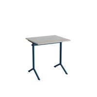 Bord Atlas 1130, 700x600mm, lys gr&aring; linoleum, bl&aring;t stel