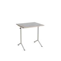 Bord Atlas 1130, 700x600mm, lys gr&aring; linoleum, hvidt stel