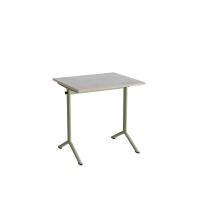 Bord Atlas 1130, 700x600mm, lys gr&aring; linoleum, gr&oslash;nt stel