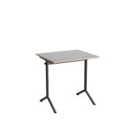 Bord Atlas 1130, 700x600mm, lys gr&aring; linoleum, gr&aring;t stel