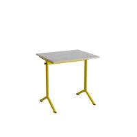 Bord Atlas 1130, 700x600mm, lys gr&aring; linoleum, gult stel