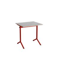 Bord Atlas 1130, 700x600mm, lys gr&aring; linoleum, r&oslash;dt stel