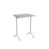 Bord Atlas 1130, 700x600mm, lys gr&aring; linoleum, hvidt stel