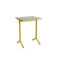 Bord Atlas 1130, 700x600mm, lys gr&aring; linoleum, gult stel