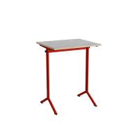 Bord Atlas 1130, 700x600mm, lys gr&aring; linoleum, r&oslash;dt stel