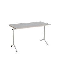 Bord Atlas 1130, 1200x600mm, lys gr&aring; linoleum, hvidt stel