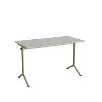 Bord Atlas 1130, 1200x600mm, lys gr&aring; linoleum, gr&oslash;nt stel