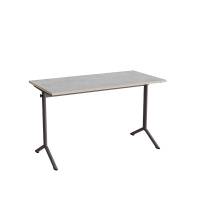 Bord Atlas 1130, 1200x600mm, lys gr&aring; linoleum, gr&aring;t stel