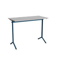 Bord Atlas 1130, 1200x600mm, lys gr&aring; linoleum, bl&aring;t stel