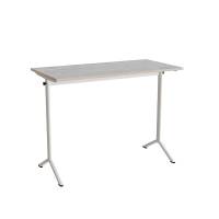 Bord Atlas 1130, 1200x600mm, lys gr&aring; linoleum, hvidt stel