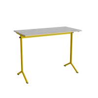Bord Atlas 1130, 1200x600mm, lys gr&aring; linoleum, gult stel