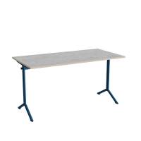 Bord Atlas 1130, 1400x700mm, lys gr&aring; linoleum, bl&aring;t stel