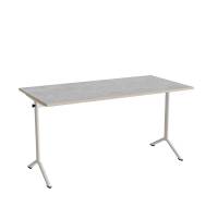 Bord Atlas 1130, 1400x700mm, lys gr&aring; linoleum, hvidt stel