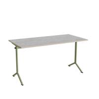 Bord Atlas 1130, 1400x700mm, lys gr&aring; linoleum, gr&oslash;nt stel