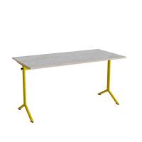 Bord Atlas 1130, 1400x700mm, lys gr&aring; linoleum, gult stel