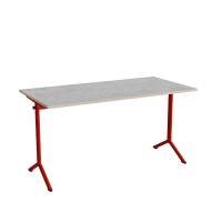 Bord Atlas 1130, 1400x700mm, lys gr&aring; linoleum, r&oslash;dt stel