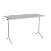 Bord Atlas 1130, 1400x700mm, lys gr&aring; linoleum, hvidt stel