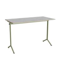 Bord Atlas 1130, 1400x700 mm, lys gr&aring; linoleum, gr&oslash;nt stativ