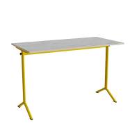 Bord Atlas 1130, 1400x700mm, lys grå linoleum, gult stel