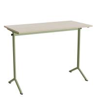 Bord Atlas 1130, 1200x600 mm, lydabsorberende hvidpigmenteret eg, gr&oslash;nt stativ