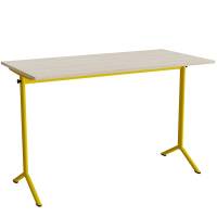 Bord Atlas 1130, 1400x700mm, lydd&aelig;mpende eg h&oslash;jtrykslaminat, gult stel