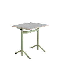 H&aelig;ve-s&aelig;nkbord elevborde Atlas 1132, 700x600 mm, lys gr&aring; linoleum, gr&oslash;nt stel