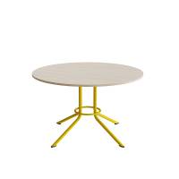 Bord Atlas 1133 Ø1200x720mm, Hvidpigmenteret eg med gult understel